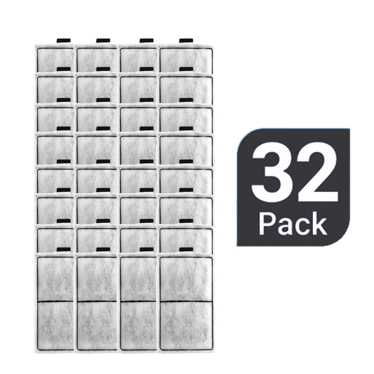 PF-S Filter Cartridges for PF10 Power Filters, 8-Pack Replacement Aquarium Filter Pads, 5.5 x 3.1 Inch, 3-Layer Cotton and Activated Carbon Filtration