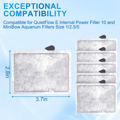 Small Aquarium Filter Cartridges Replacement Compatible with Aqueon QuietFlow E Series Internal Power Filter (Size 10) and 1/2.5/5 Gallon Minibow Aquarium Filters