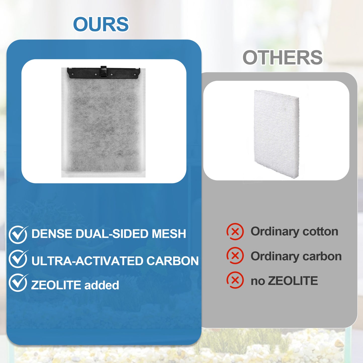 Medium Filter Cartridges Compatible with Whisper Bio-Bag Filters, Aquarium Replacement Filter Cartridges for Whisper 10i/IQ10/PF10 & ReptoFilter 20 Gallon (90 GPH), Activated Carbon Filter