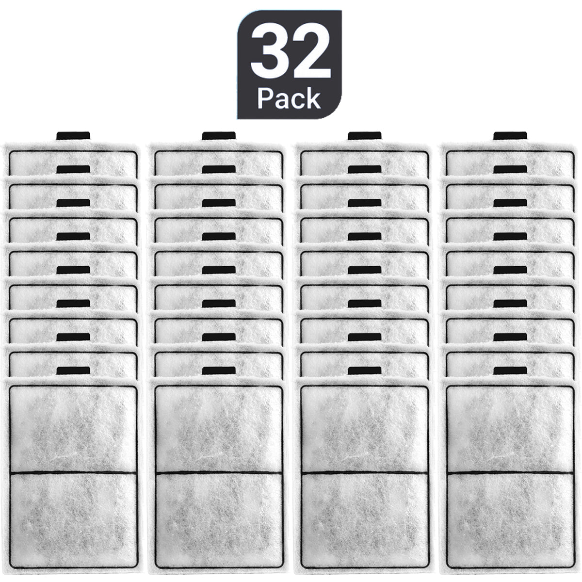 PF-L Carbon Filter Cartridges, 15-Pack Replacement Aquarium Filter Pads Compatible with PF20, PF30, PF40 and PF75 Power Filters, 6 x 4.5 Inch, 3-Layer Cotton and Activated Carbon Filtration