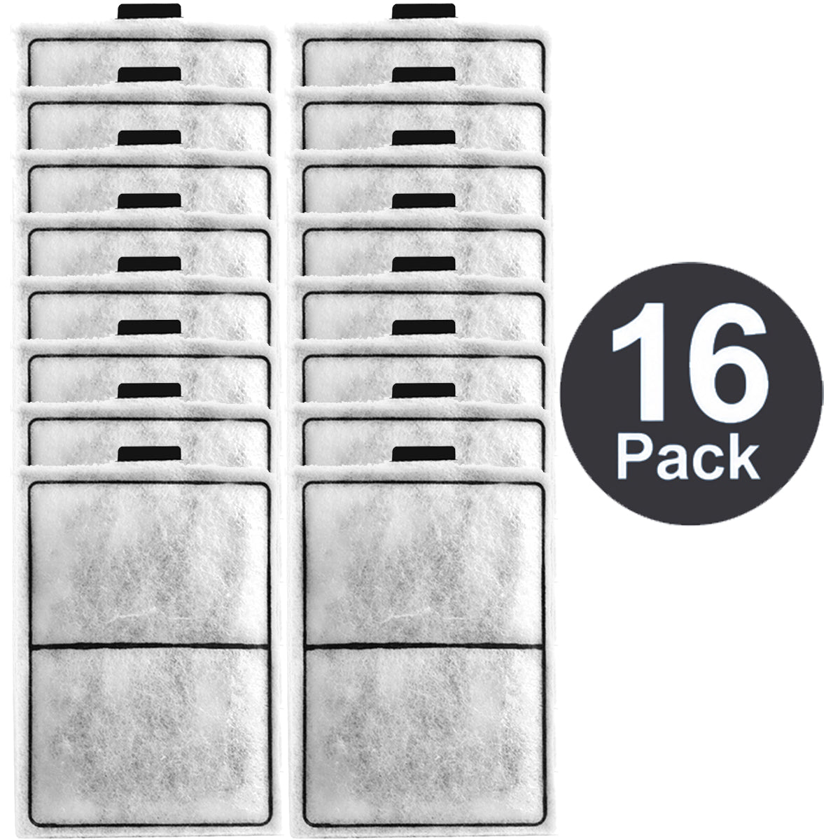 PF-L Carbon Filter Cartridges, 15-Pack Replacement Aquarium Filter Pads Compatible with PF20, PF30, PF40 and PF75 Power Filters, 6 x 4.5 Inch, 3-Layer Cotton and Activated Carbon Filtration